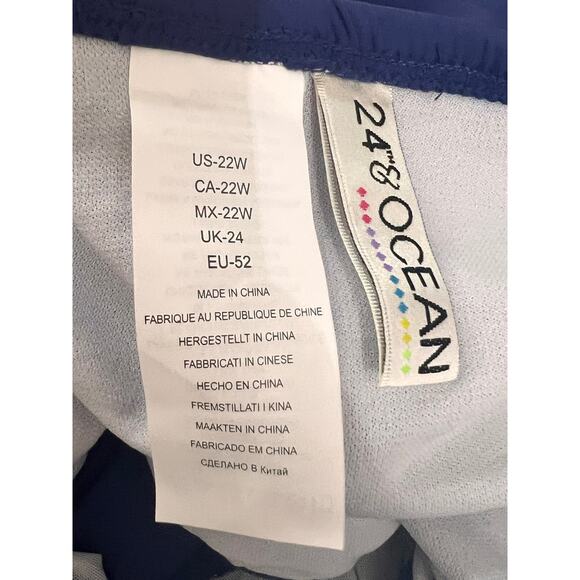 NWT 24th & Ocean Mid Waist Skirted Hipster Bikini Swimsuit Bottom Blue Size 22W - Picture 7 of 7